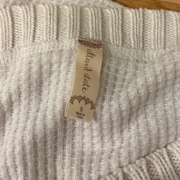 Altar’d State Off the Shoulder Bell Sleeve Sweater Waffle Knit Small - Image 3