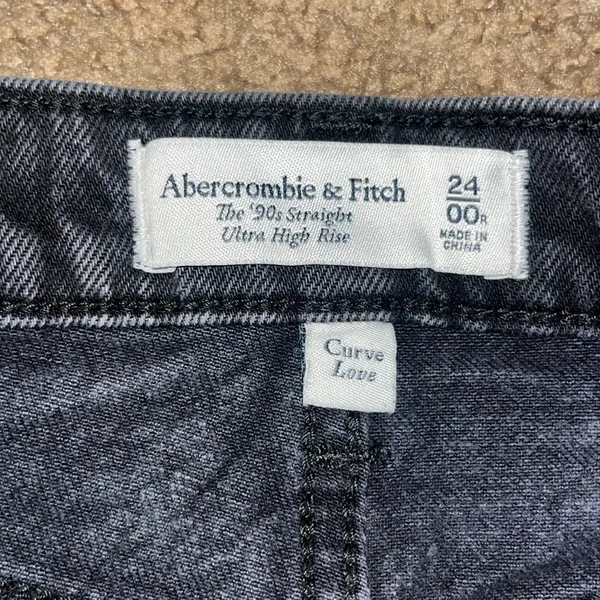 Abercrombie & Fitch A&F Curve Love ‘90s Straight Ultra High Rise Black‎ Jeans 24 - Image 9