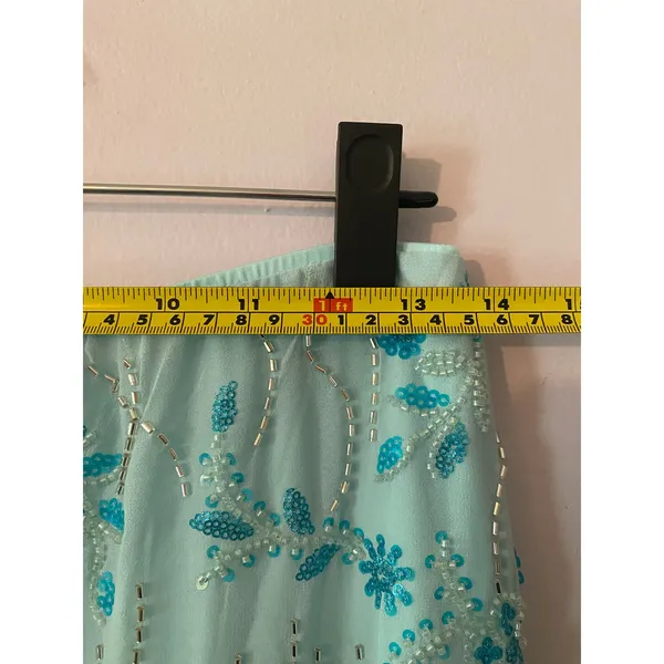 Blue Allover Beaded Sequin Maxi Skirt Resort Vacation Glam Women's size Medium - Image 8