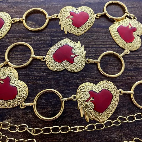 Gold Y2K Red Heart Open Ring Waist Chain Belt, Fits 25.5-45 Inches, X7GA1295 - Image 7