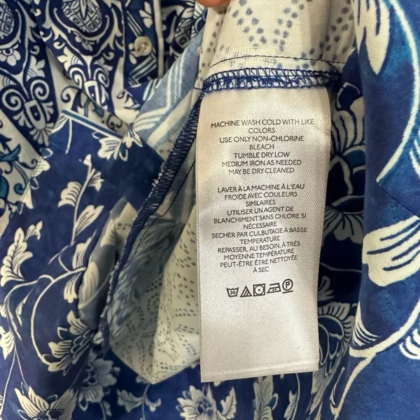 Anthropologie printed‎ v-neck buttonfront shirtdress blue white size XS NEW - Image 6