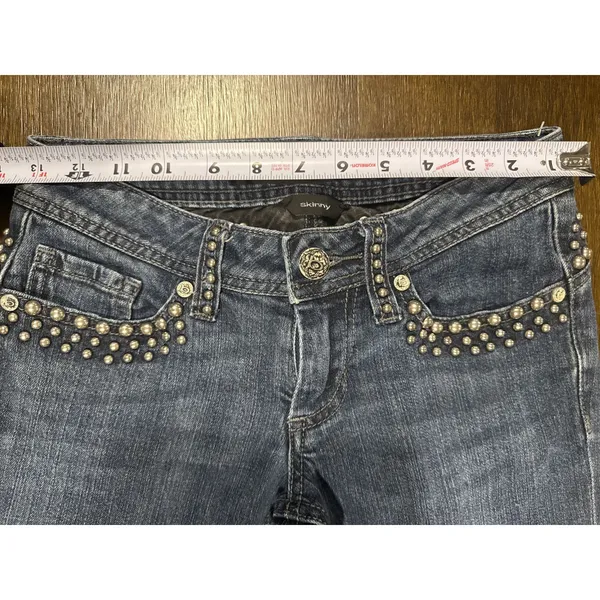 Bebe Women's Studded Skinny Jeans in Blue - Image 2