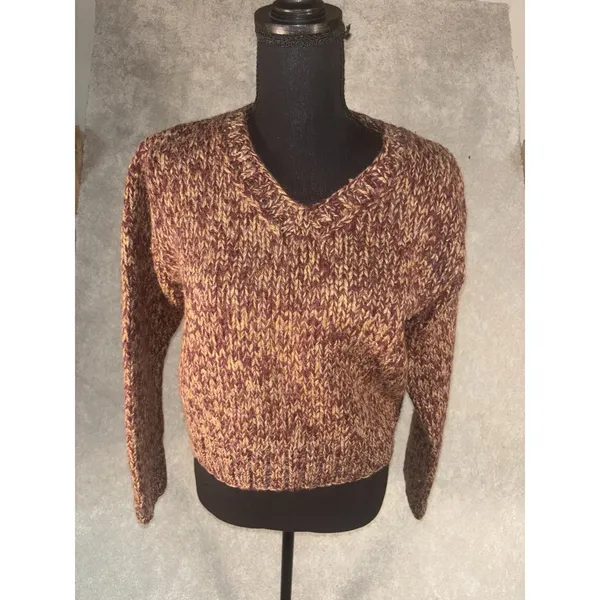 vintage y2k american eagle wool sweater womens cropped brown medium - Image 2