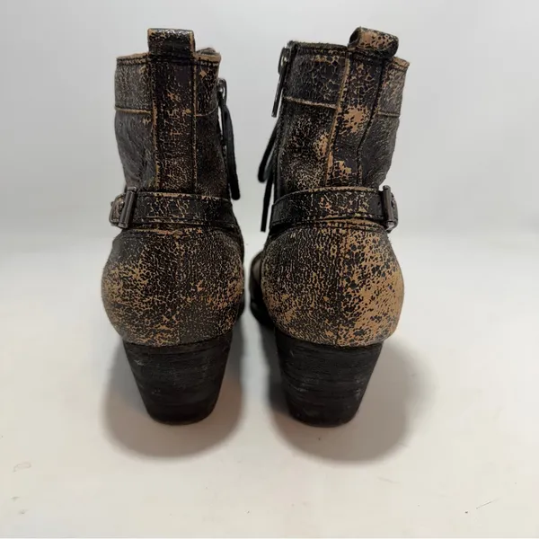 OTBT Floyd Distressed Crackle Leather Combat Boots Bronze Black Womens 7M - Image 4