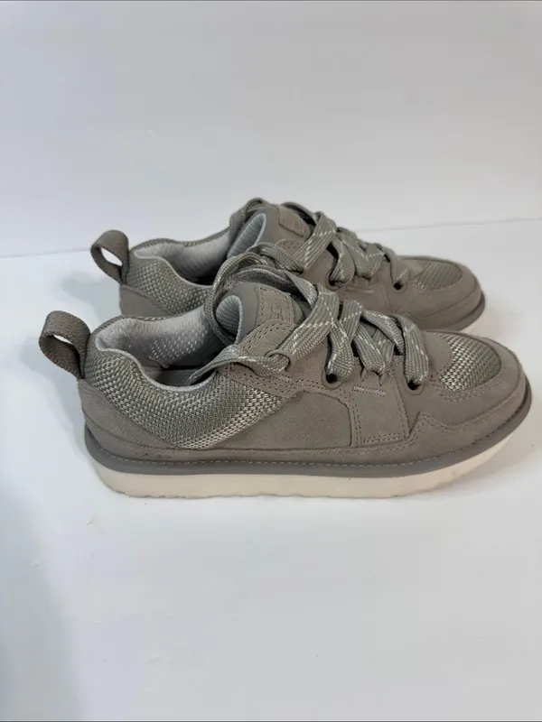 UGG Women's Gray and Cream Platform Lace-Up Sneakers - Image 3