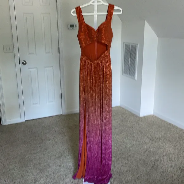 Dress the‎ Population Meredith Metallic Ombré Cutout Plissé Gown - Image 2