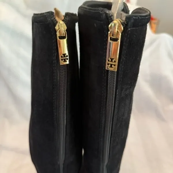 tory burch wedge heel suede knee high boots size 8 - Image 3