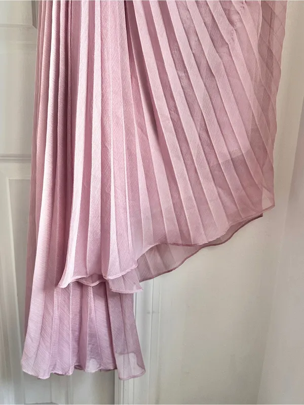 AMUR Joelle Pleated Draped Asymmetrical Gown - Image 9