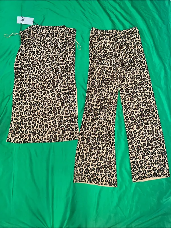 NWT Zara Leopard Print Pants Set with size Small - Image 3