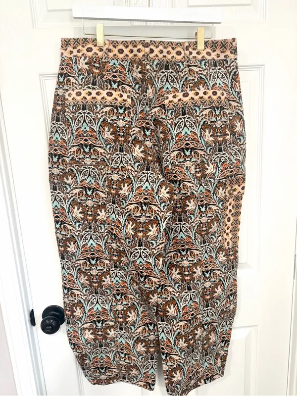 Anthropologie Paisley Corduroy Barrel Pants Size 14 Cotton Artsy Boho Cropped - Image 6