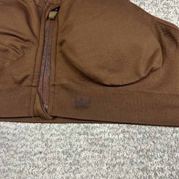 Shefit Sports Bra Womens Medium Raceback Front Zip Closure Padded Brown - Image 2