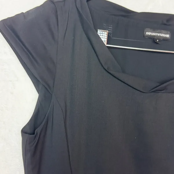 Emporio Armani Black 100% Wool Belted Dress Size 8. G#26 - Image 6