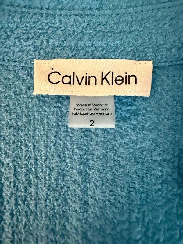 Calvin Klein Textured Short Sleeve Ruffle Midi‎ Dress - Image 2
