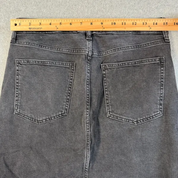 GAP Women's Size 6 / 28 Black Wash Denim Maxi Skirt Raw Hem Front Slit Stretch - Image 8
