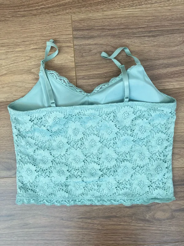 No Boundaries Mint Green Lace Cami Top Size L 11-13 Y2K - Image 4