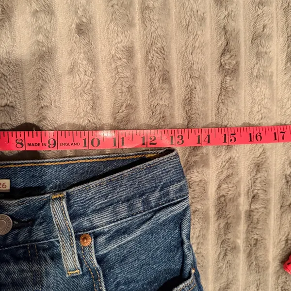 Levis Ribcage Straight Ankle Jeans‎ 26 Distressed High Rise Med Wash Button Fly - Image 5