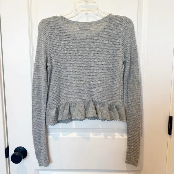 Abercrombie & Fitch Y2K Lace Trim Long Sleeve Top Size Small 2010 Mall Brand - Image 4
