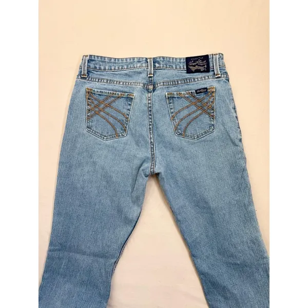 Levi Strauss SIGNATURE Juniors Size 9 Light Blue Denim Low Rise Flare Jeans - Image 7