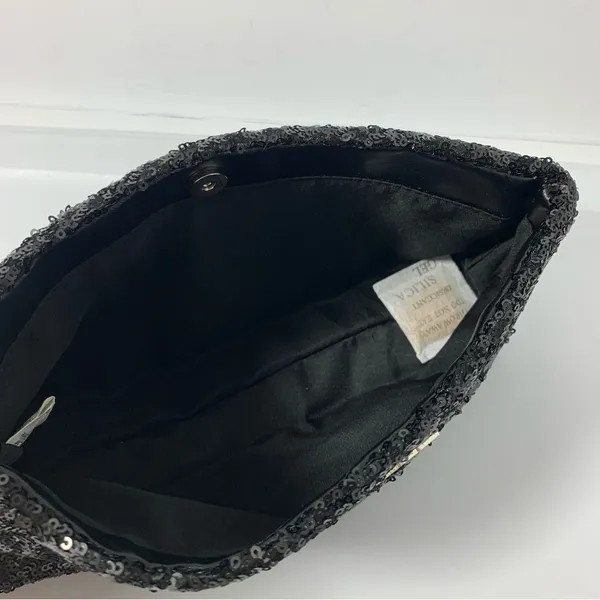 Victoria's Secret Clutch Handbag Sequence Black Snap Bag Make Up‎ Bag - Image 8