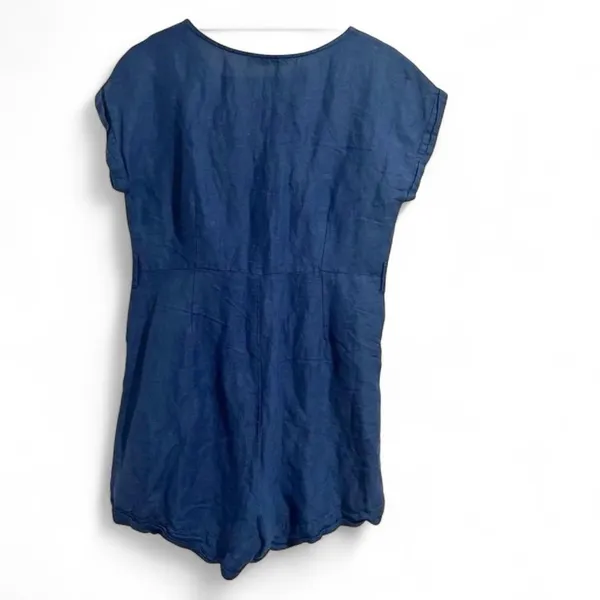 Mango Blue Short Sleeve Romper Playsuit Linen Size 6‎ Summer Vacation Girly - Image 2