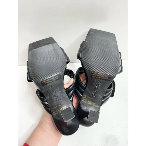 Abound Sandals Womens Size 5 Qarly‎ Heeled Black Square Toe Slip On Heels - Image 7