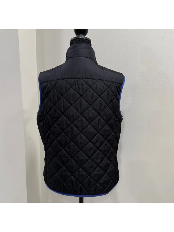 Lands end women’s medium black with blue trim puffer vest size M - Image 3