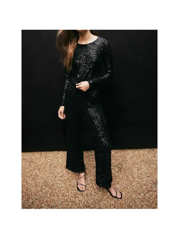 NEW Z SUPPLY skylar sequin pant in black - Image 5