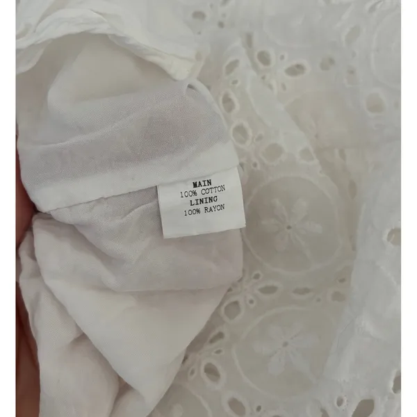 Showpo Mini Dress Womens US 8 White Eyelet‎ Tiered Ruffle Sleeve Bridal Preppy - Image 4