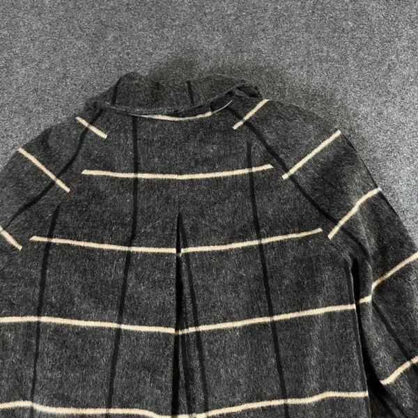 Zara Basic Womens Grey Plaid Wool Blend Swing Coat Jacket Size S Pleated Back - Image 10