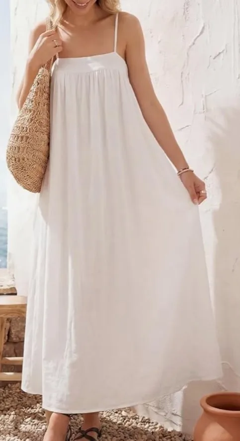 Amazon Women's Spring Summer Maxi Dress Spaghetti Strap Backless Linen Boho Sundress - Image 4