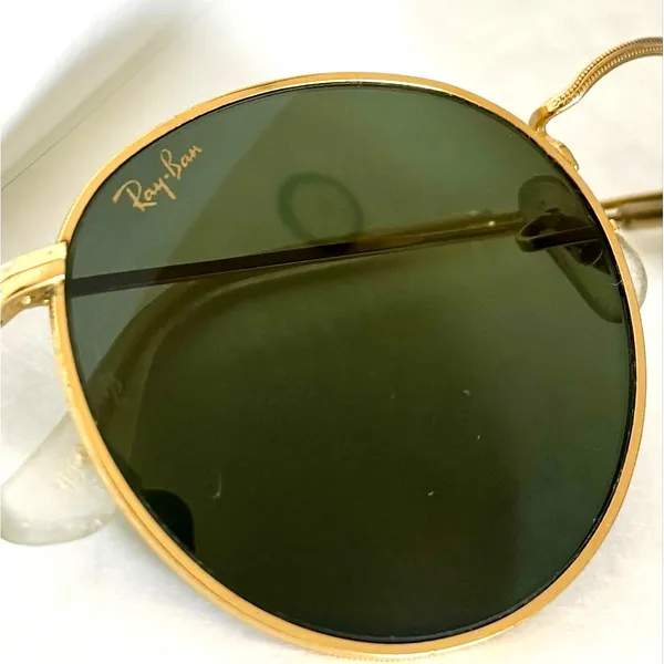 VTG 90s Ray-Ban B&L Gold Round Metal Preppy Sunglasses Fall Unisex 50mm - Image 2