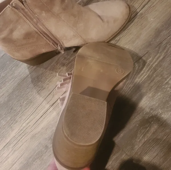 Fringe Suede Ankle Bootie in Taupe Size 8 Womens - Image 3
