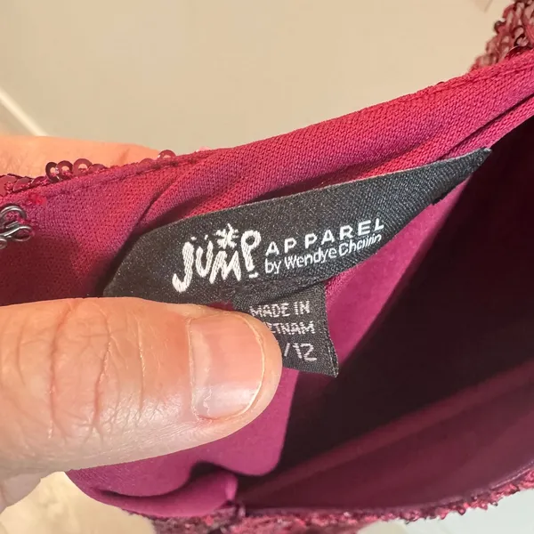 Jump Apparel Wine Red Sequin Lace Up Corset Back Formal Prom Gown Dress Sz 11/12 - Image 7