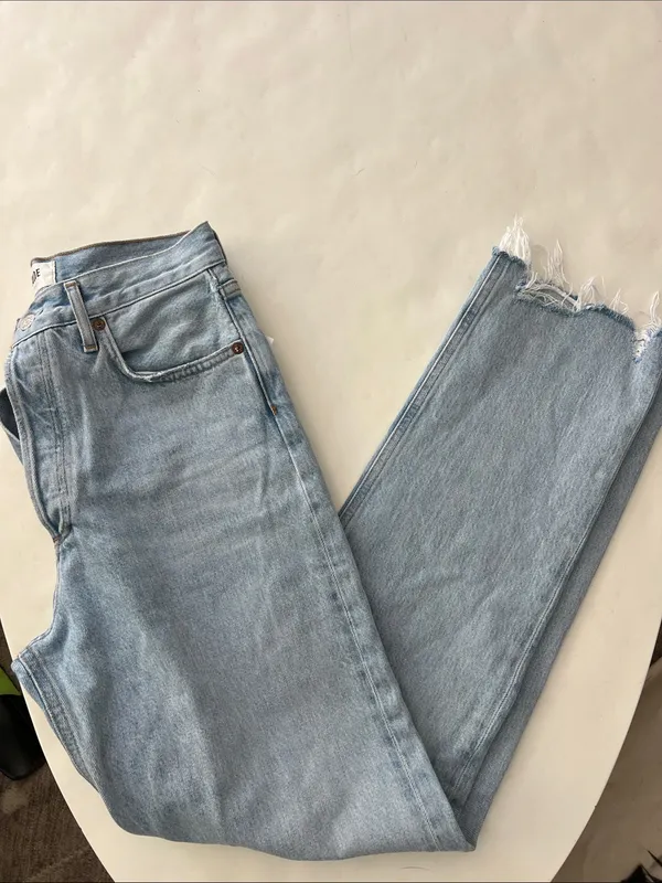 AGOLDE 90s Pinch Light Wash Buttonfly Organic Cotton Straight Leg Jeans 26 $230 - Image 5