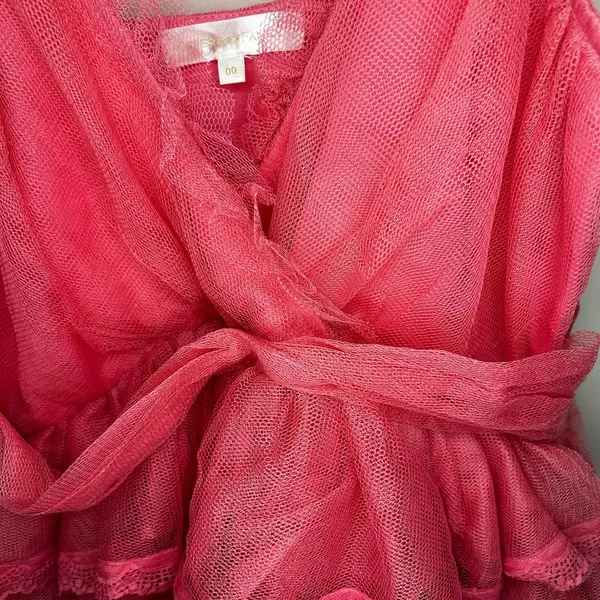 LoveShackfancy Pink Tulle Ruffled ZoRina Lace Trim Mesh Mesh Dress 00 - Image 4