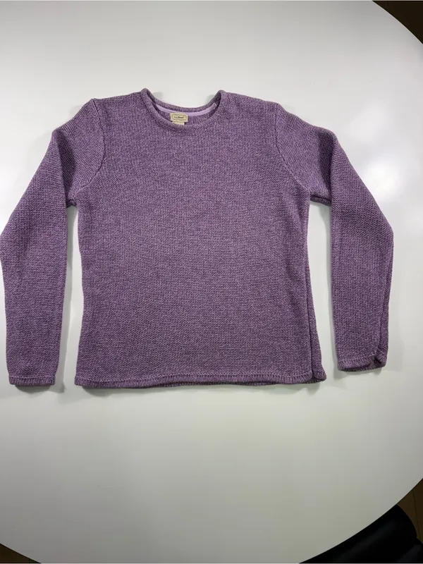 L.L. Bean 100% Cotton Lavender Crewneck Sweater - Image 2