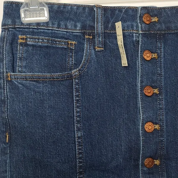 NWT Madewell stretch straight A-line button down blue jean mini skirt sz 30 - Image 3
