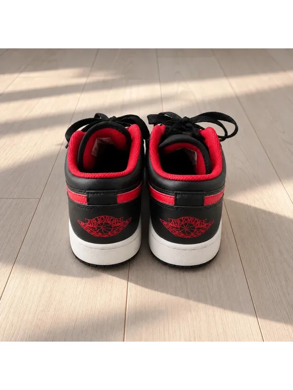 Air Jordan 1 Low Black Red White Sneakers Youth 6Y Women’s 7.5 - Image 3