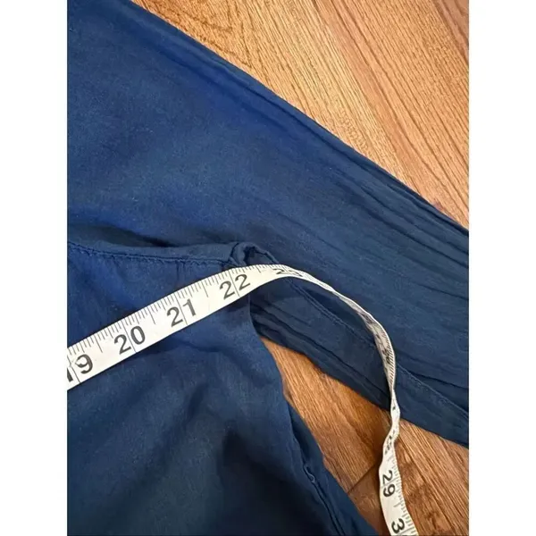 Lands’ End blue cotton button front blouse 14 - Image 8