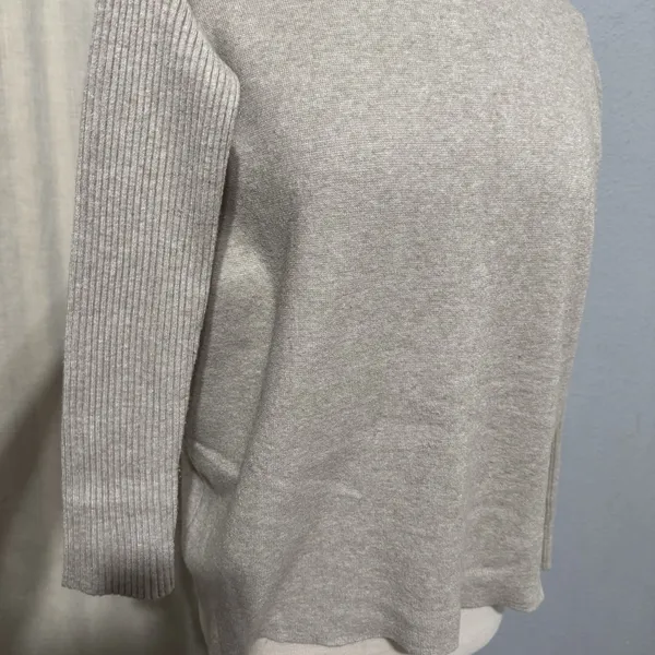 Cyrus Mock Neck Pullover Knit Strechy Sweater Dolman Sleeve‎ Women Small Beige - Image 3