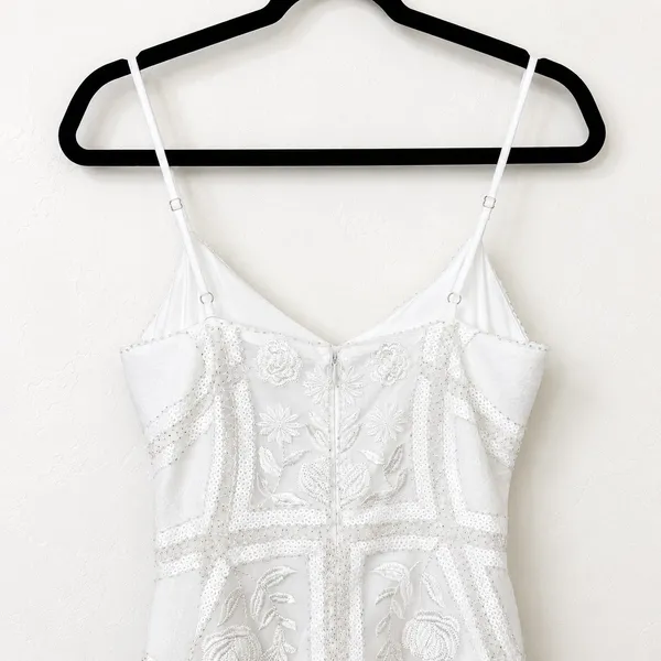 NEW Lulus Alluring Interest White Sequin Embroidered Sleeveless Midi Dress - Image 9