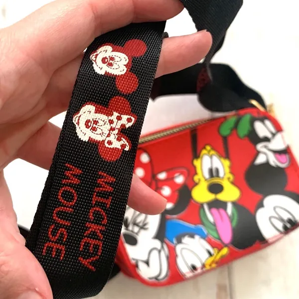 Disney Mickey Mouse Crossbody Bag Purse Red Zipper Close Adj Strap 6x4in NEW - Image 3