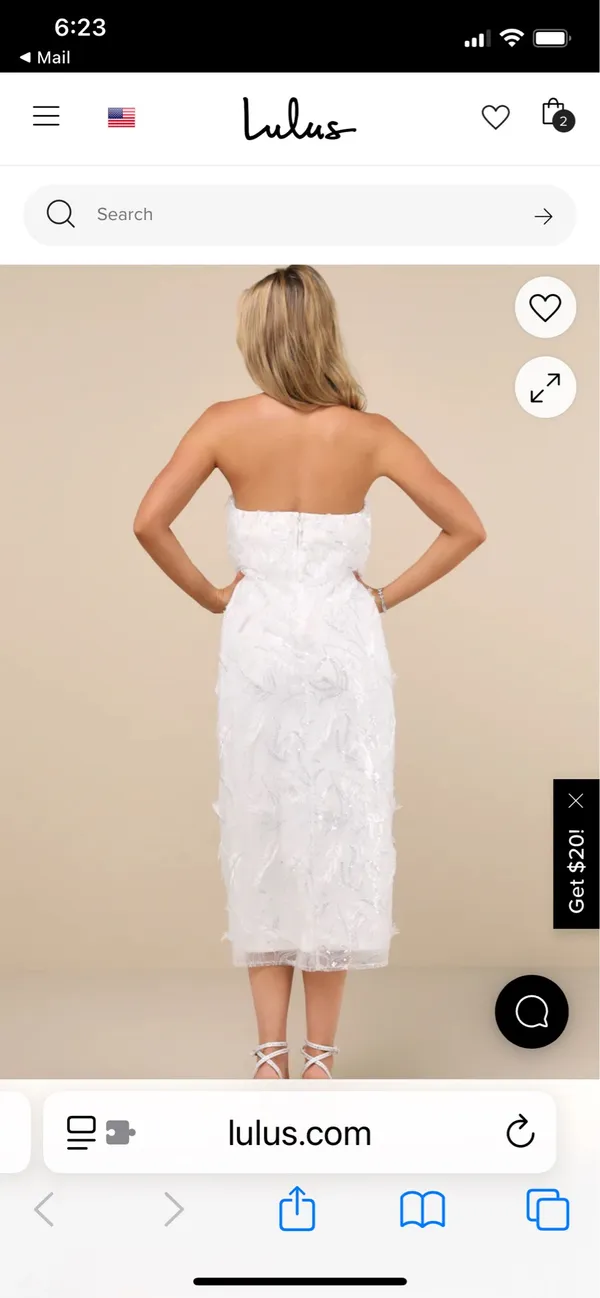 Lulus Brilliant Arrival White Strapless Sequin Midi Dress - Image 3