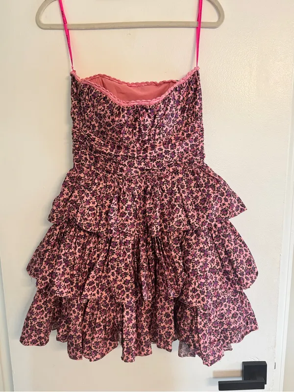 Betsey Johnson Pink Floral Tiered Ruffle Dress - Image 5