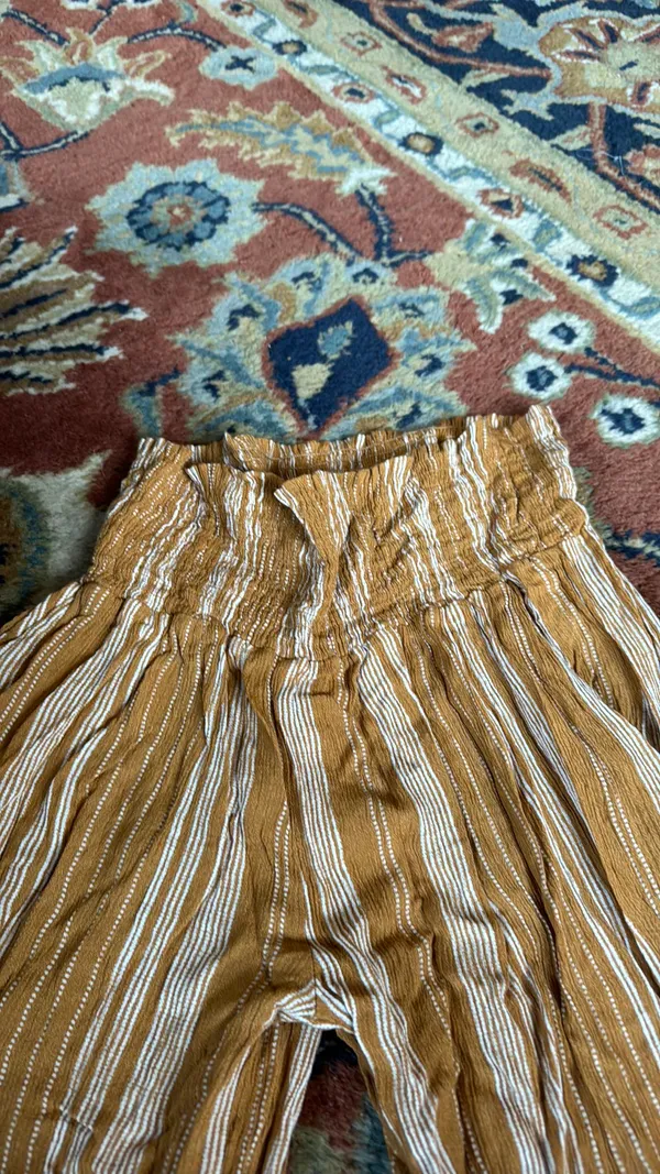 Shine Star High waisted Cropped Beach Pants In Yellow Stripe - Image 4