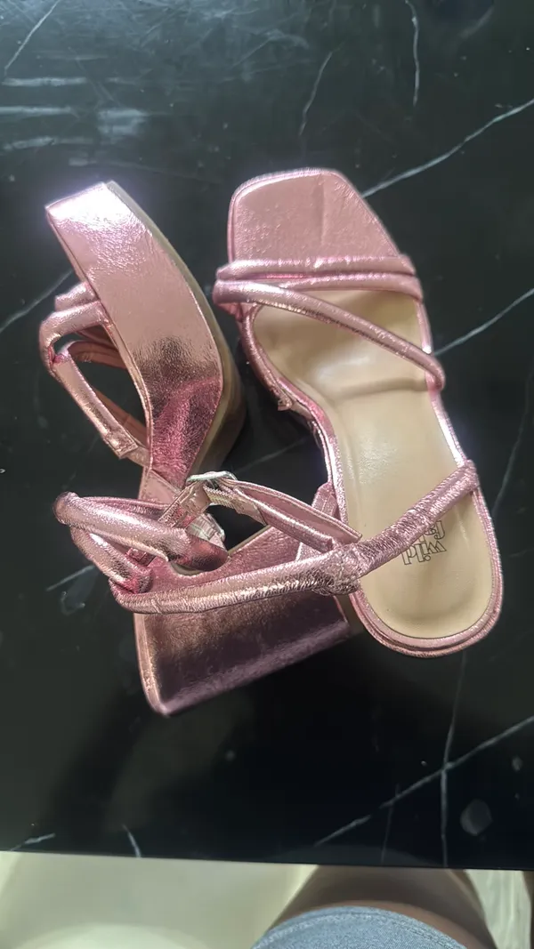 Wild Fable Metallic Pink Strappy Block Heel Sandals - Image 2