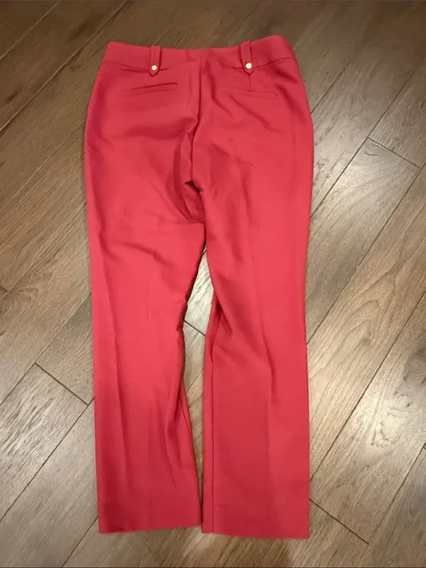 LOFT Slim Ankle Pants Plum Red Gold Button Detail Women’s Size 6 - C54-127 - Image 5