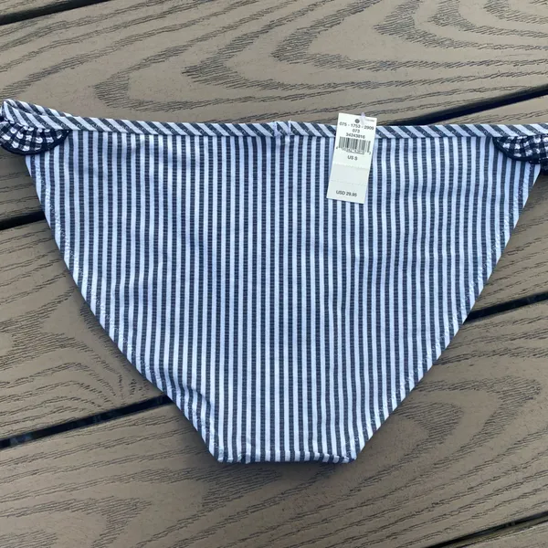 NWT aerie small gingham ruffle stripe bikini bottom swim bottom blue white - Image 5