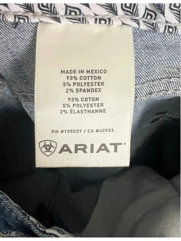 Ariat REAL Medium Wash Button Fly Raw Hem Flare Denim Jeans - Image 7