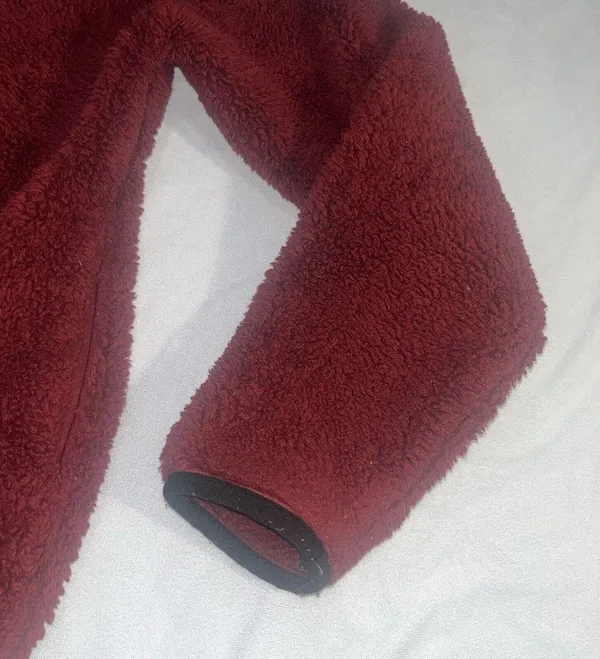 Victorias Secret PINK Teddy Full Zip relaxed jacket cozy fleece sherpa Maroon S - Image 7